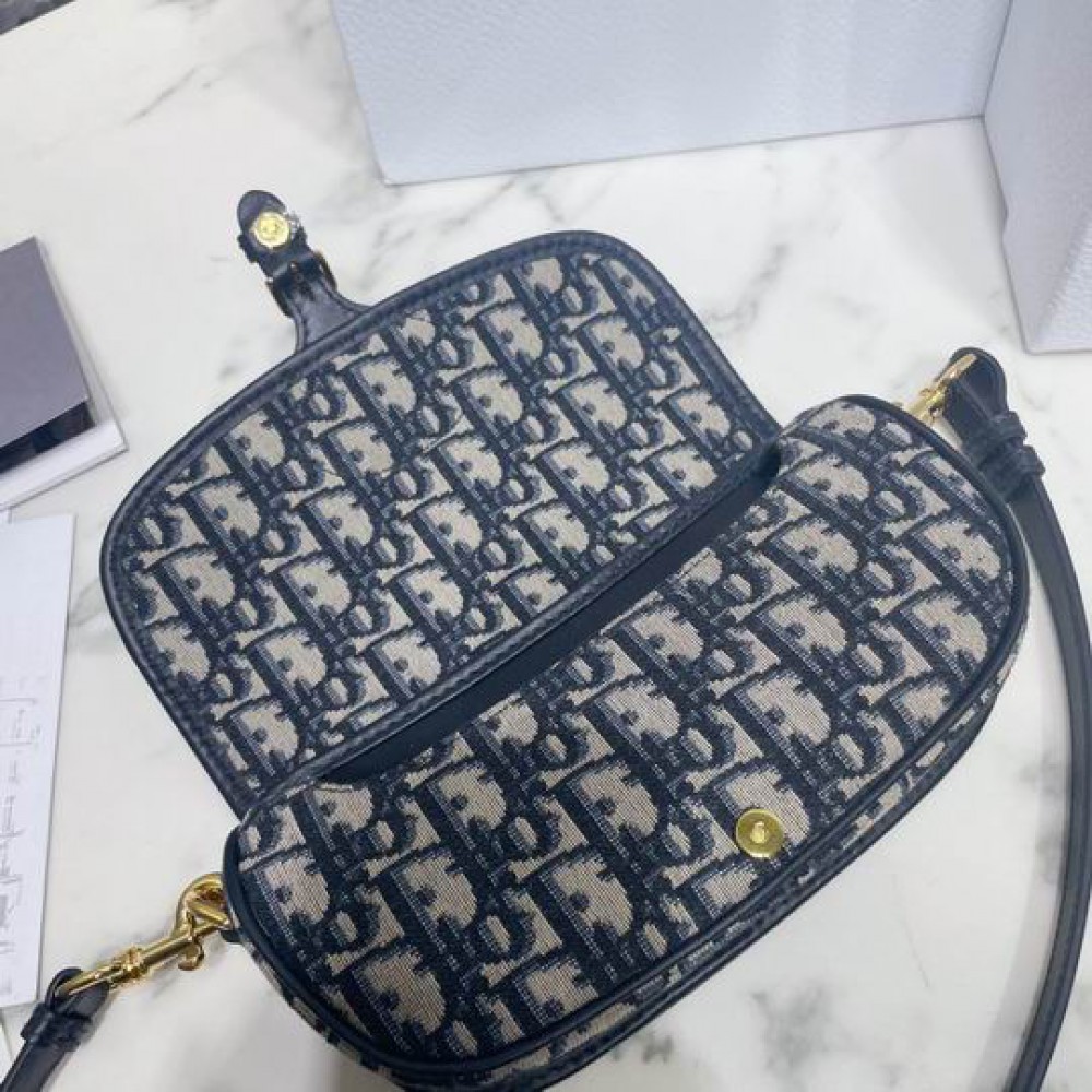 DIOR BOBBY 21 x 12 x 5.1 cm Blue Oblique Jacquard Bags