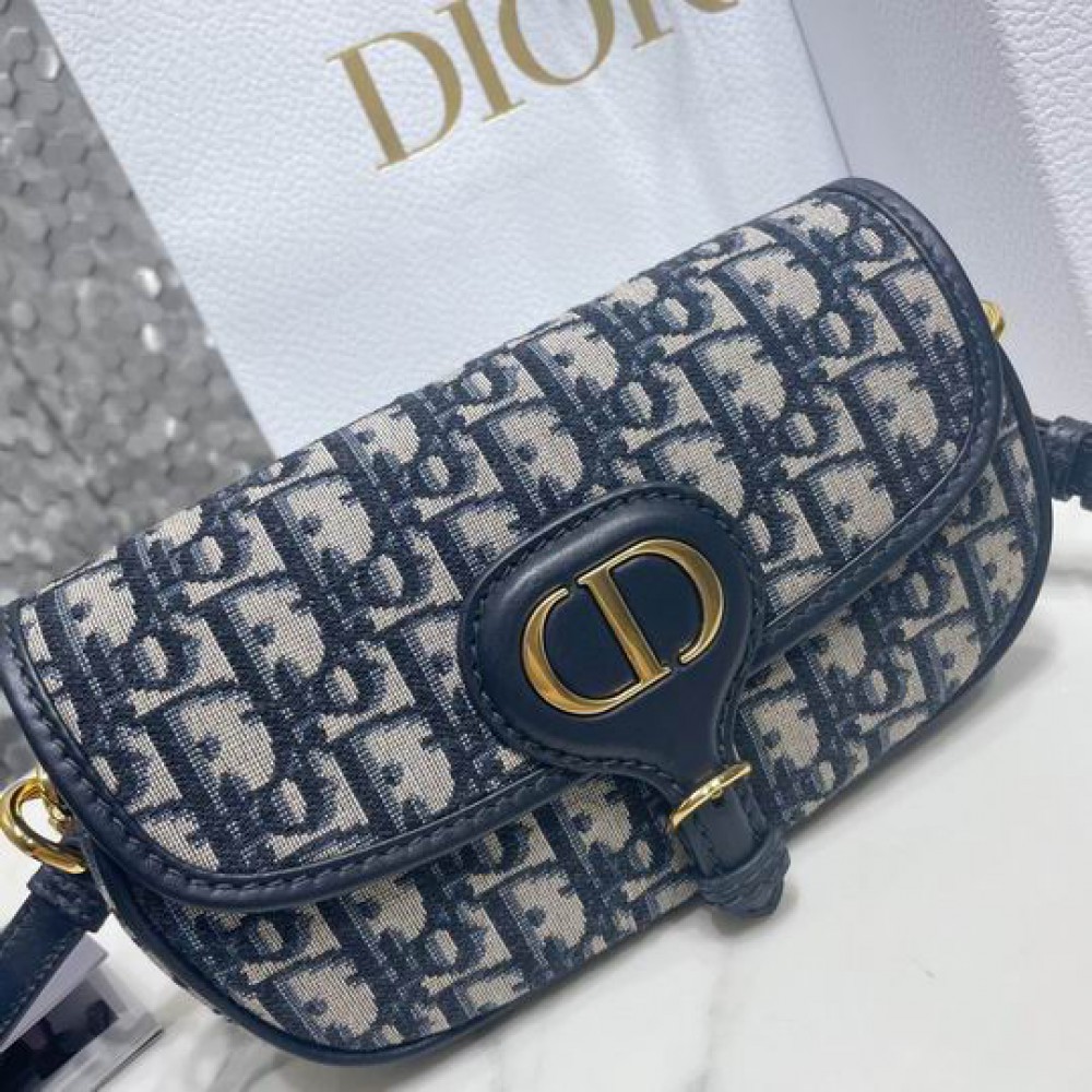 DIOR BOBBY 21 x 12 x 5.1 cm Blue Oblique Jacquard Bags