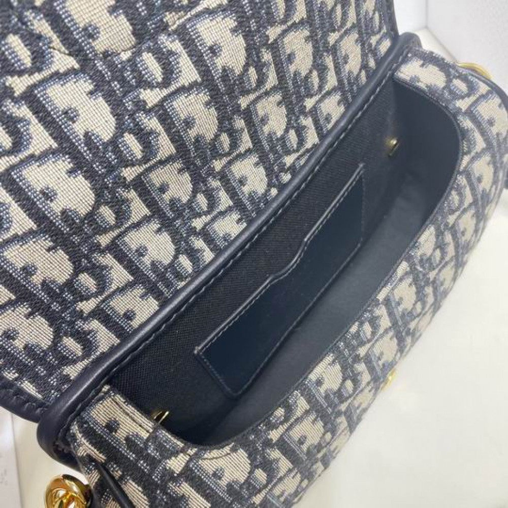 DIOR BOBBY 21 x 12 x 5.1 cm Blue Oblique Jacquard Bags
