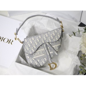 DIOR SADDLE 26CM GREY Oblique Jacquard Bags
