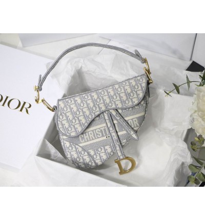 DIOR SADDLE 26CM GREY Oblique Jacquard