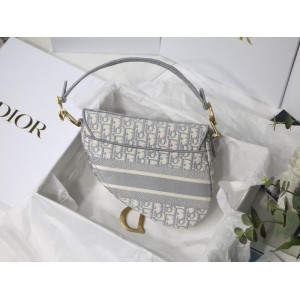 DIOR SADDLE 26CM GREY Oblique Jacquard Bags