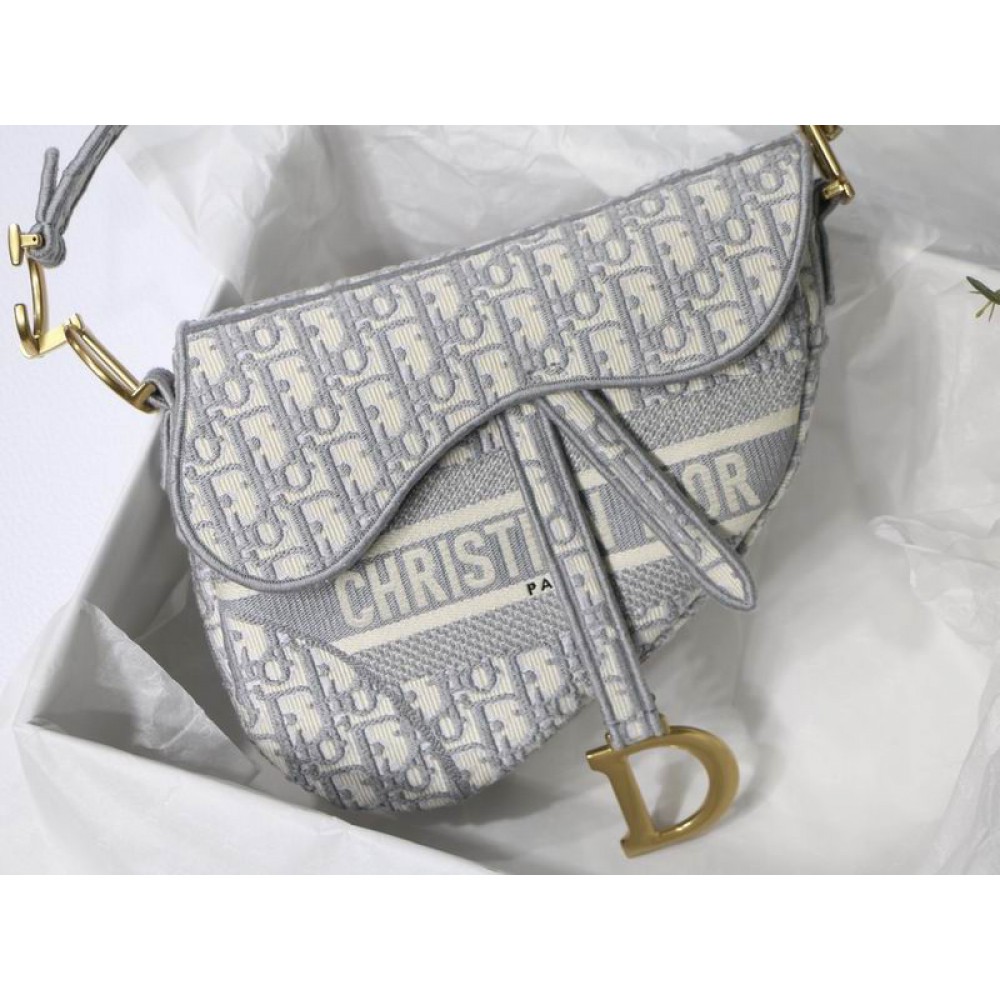DIOR SADDLE 26CM GREY Oblique Jacquard Bags