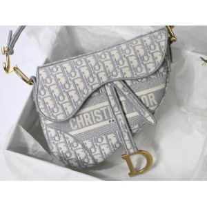 DIOR SADDLE 26CM GREY Oblique Jacquard Bags