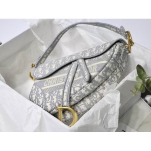DIOR SADDLE 26CM GREY Oblique Jacquard Bags