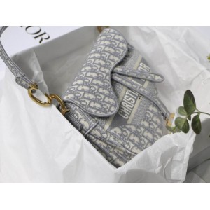 DIOR SADDLE 26CM GREY Oblique Jacquard Bags