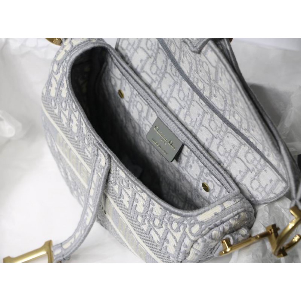 DIOR SADDLE 26CM GREY Oblique Jacquard Bags