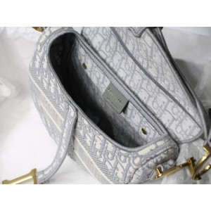 DIOR SADDLE 26CM GREY Oblique Jacquard Bags