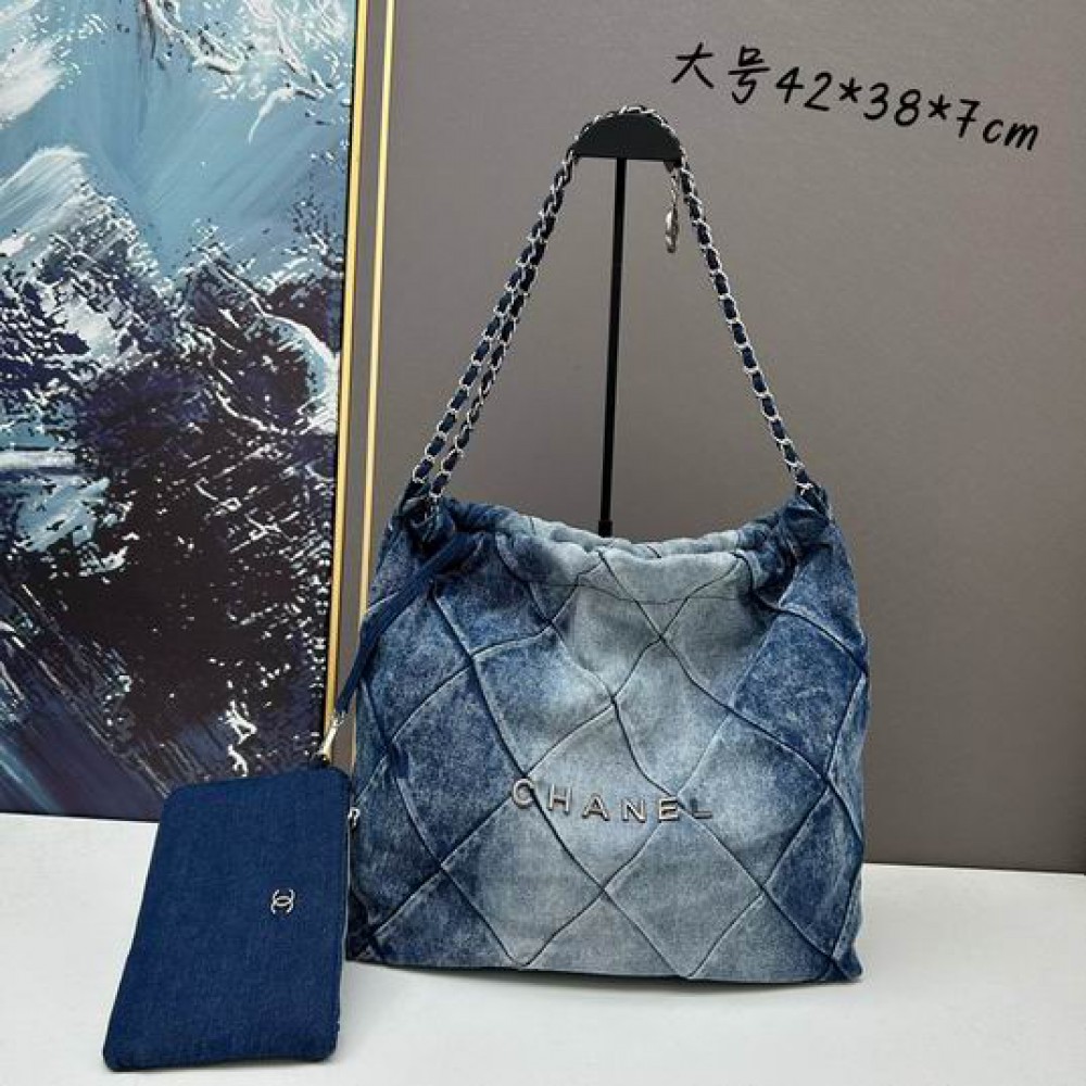 CHANEL22 42X39CM JEANS FABRIC Bags