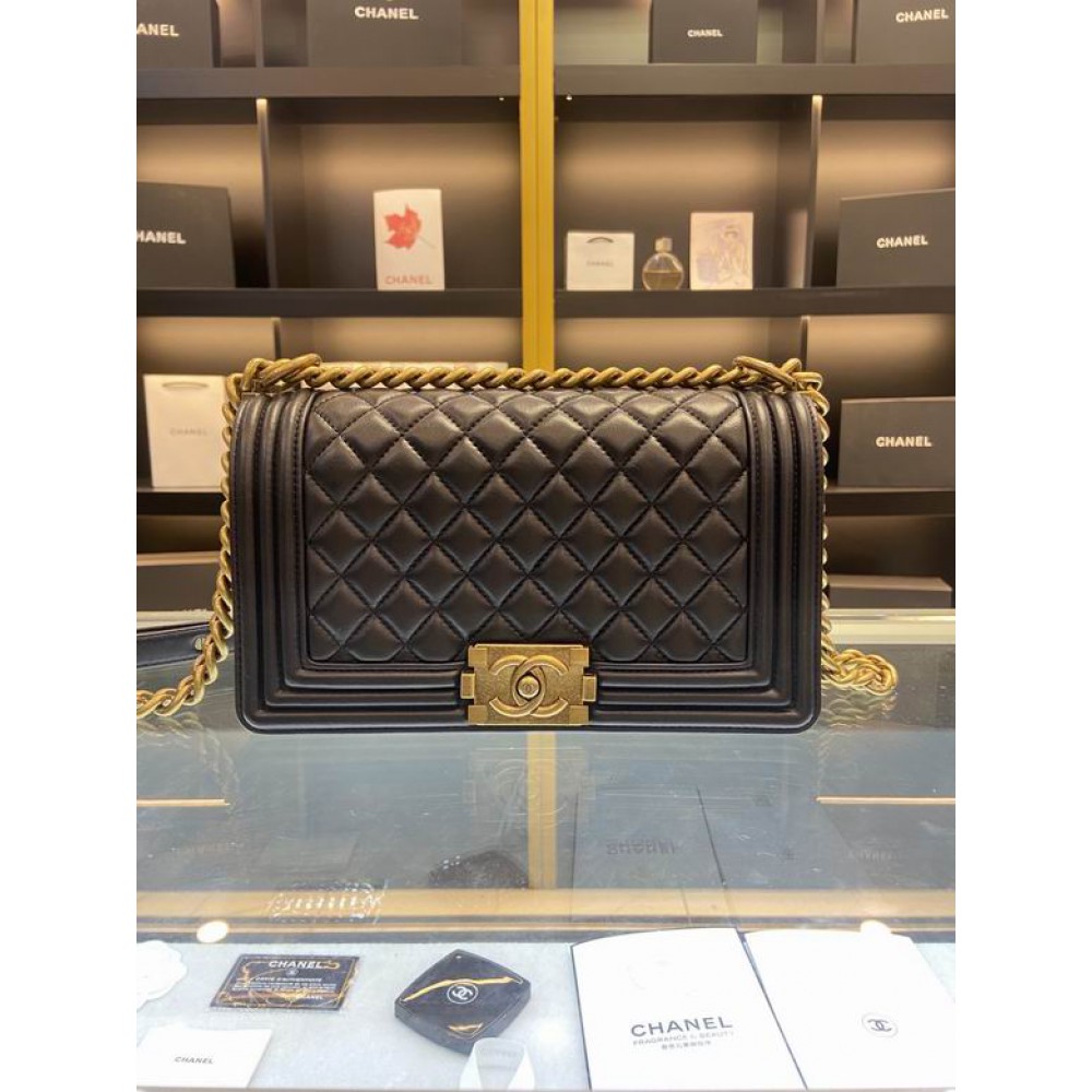 CHANEL BOY BAG 25CM BLACK ALL Bags