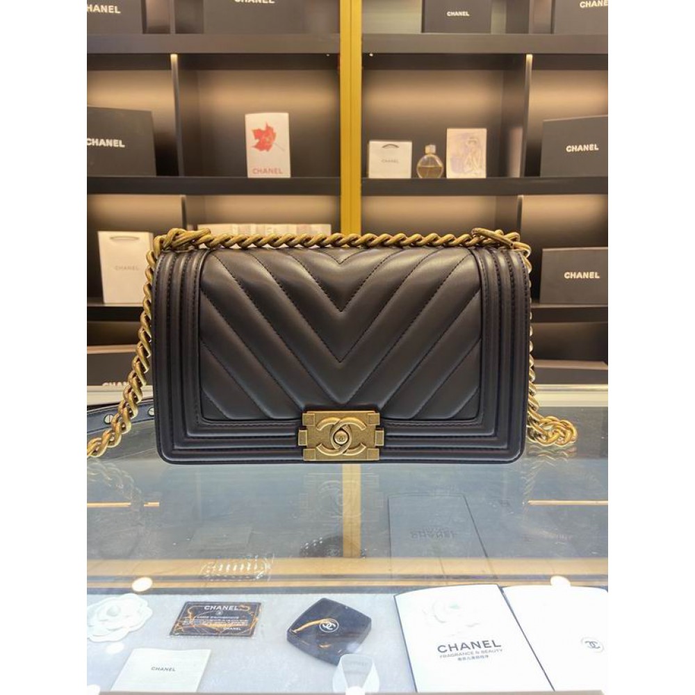 CHANEL BOY BAG 25CM BLACK ALL Bags