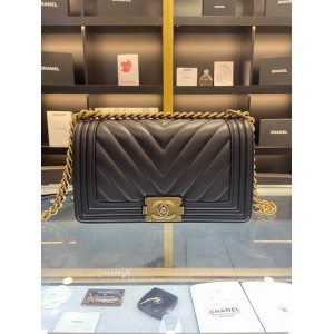 CHANEL BOY BAG 25CM BLACK ALL Bags