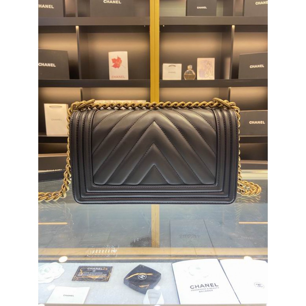 CHANEL BOY BAG 25CM BLACK ALL Bags