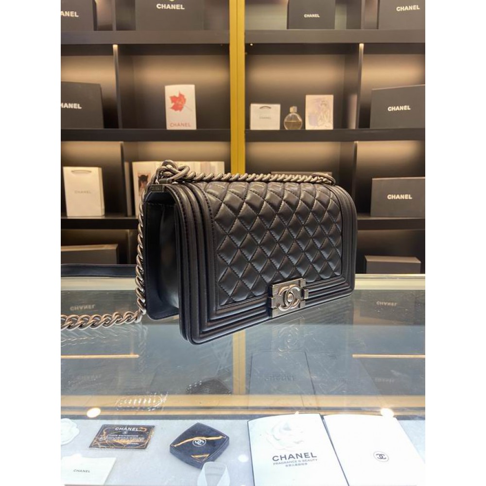 CHANEL BOY BAG 25CM BLACK ALL Bags