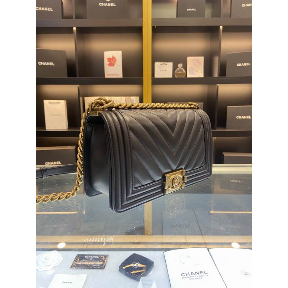CHANEL BOY BAG 25CM BLACK ALL Bags