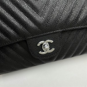 CHANEL CLASSIC FLAP 24CM CHEVRON CAVIAR Bags