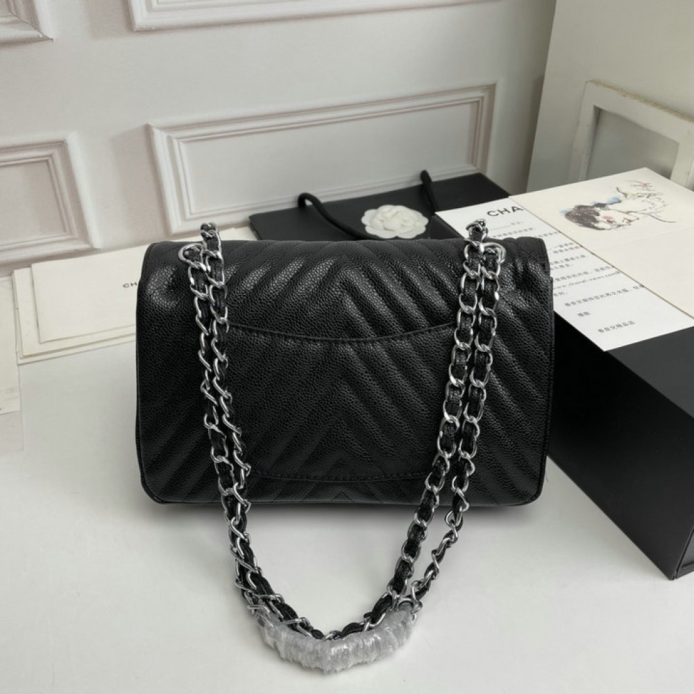 CHANEL CLASSIC FLAP 24CM CHEVRON CAVIAR Bags