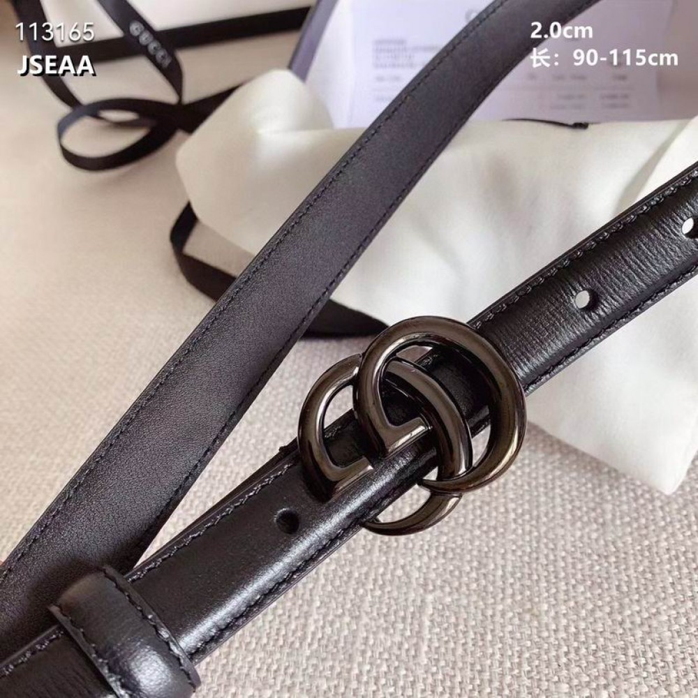 Gucci belt 2cm total black 95-125cm Accesories