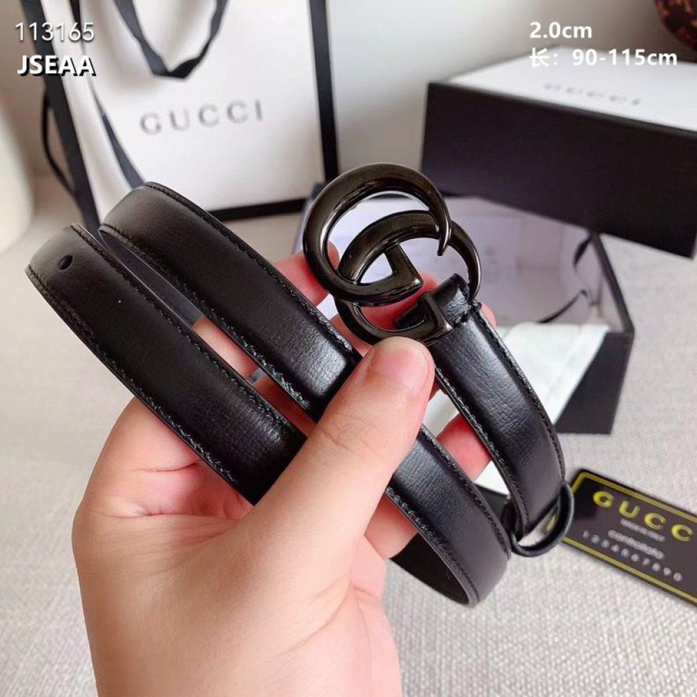 Gucci belt 2cm total black 95-125cm Accesories