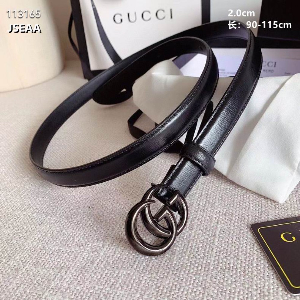 Gucci belt 2cm total black 95-125cm Accesories