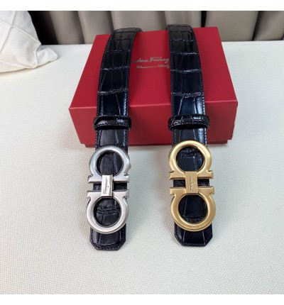 Salvatore ferragamo belt 3.8cm croc effect
