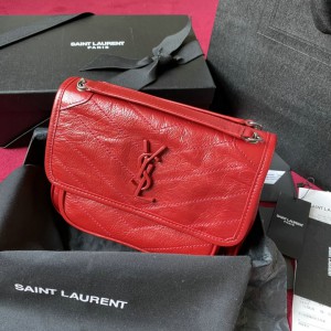 ysl niki crinkled leather 28cm red Bags