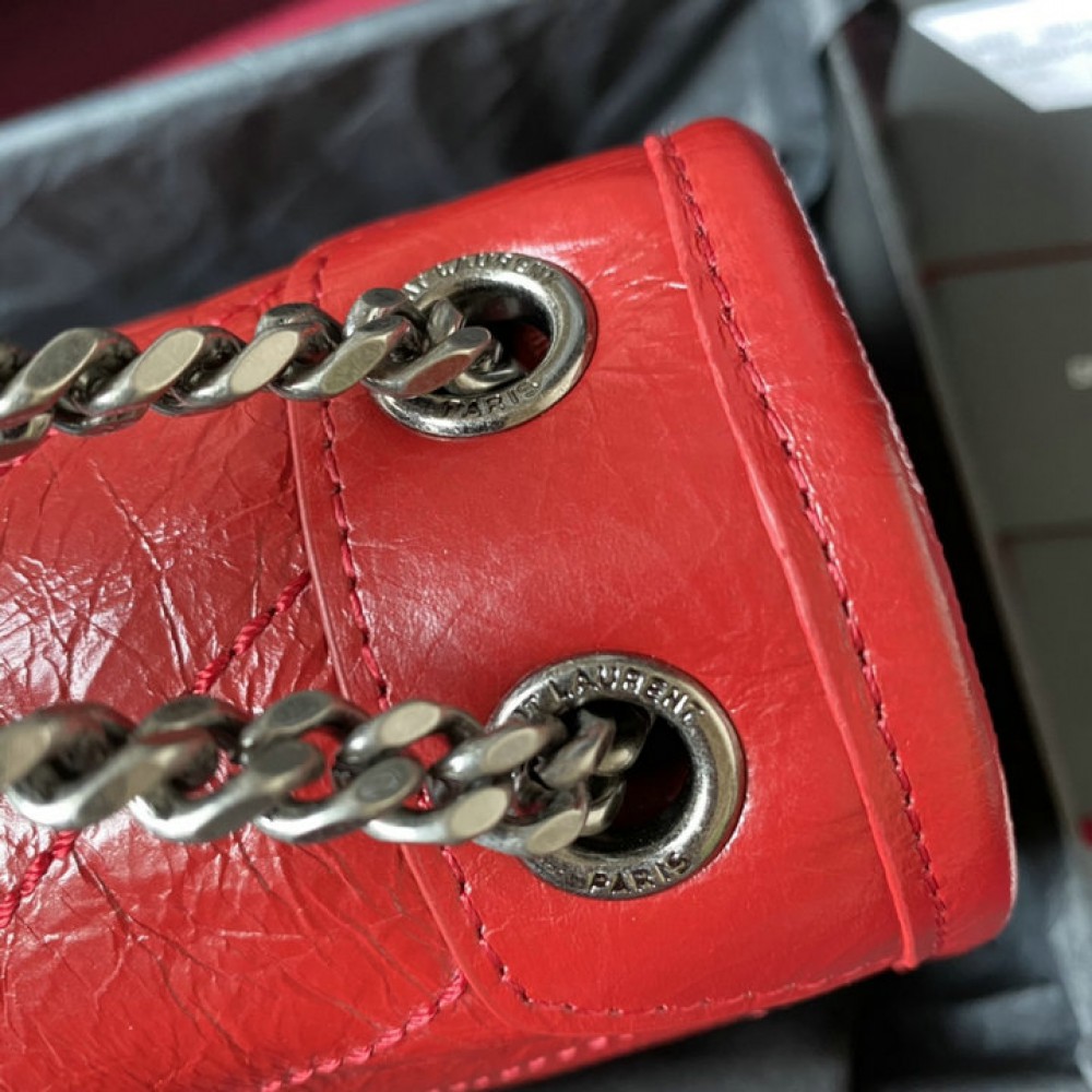 ysl niki crinkled leather 28cm red Bags
