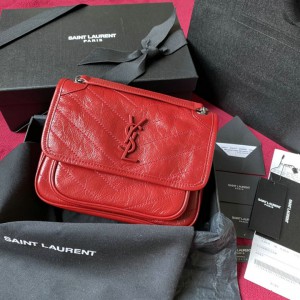 ysl niki crinkled leather 28cm red Bags