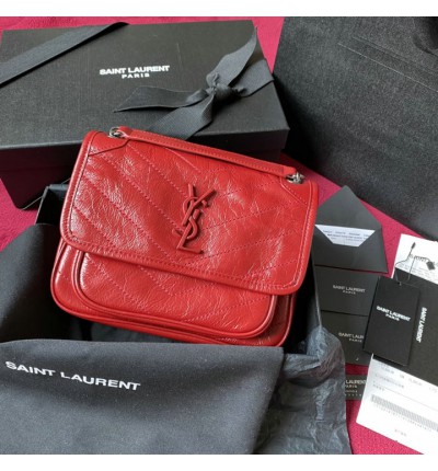 ysl niki crinkled leather 28cm red