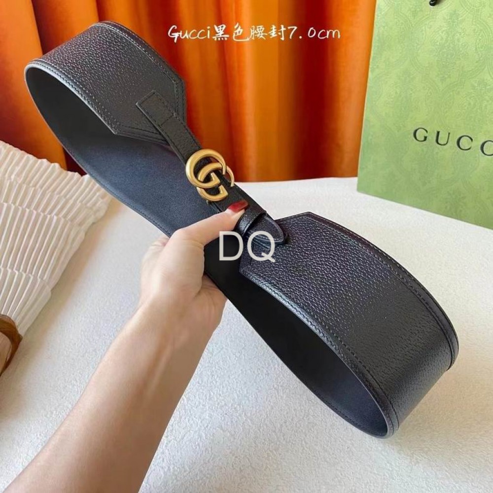 gucci belt 7cm blac-white 80-125cm Accesories