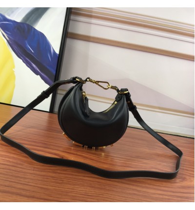 fendi graphy 16.5x14cm black leather