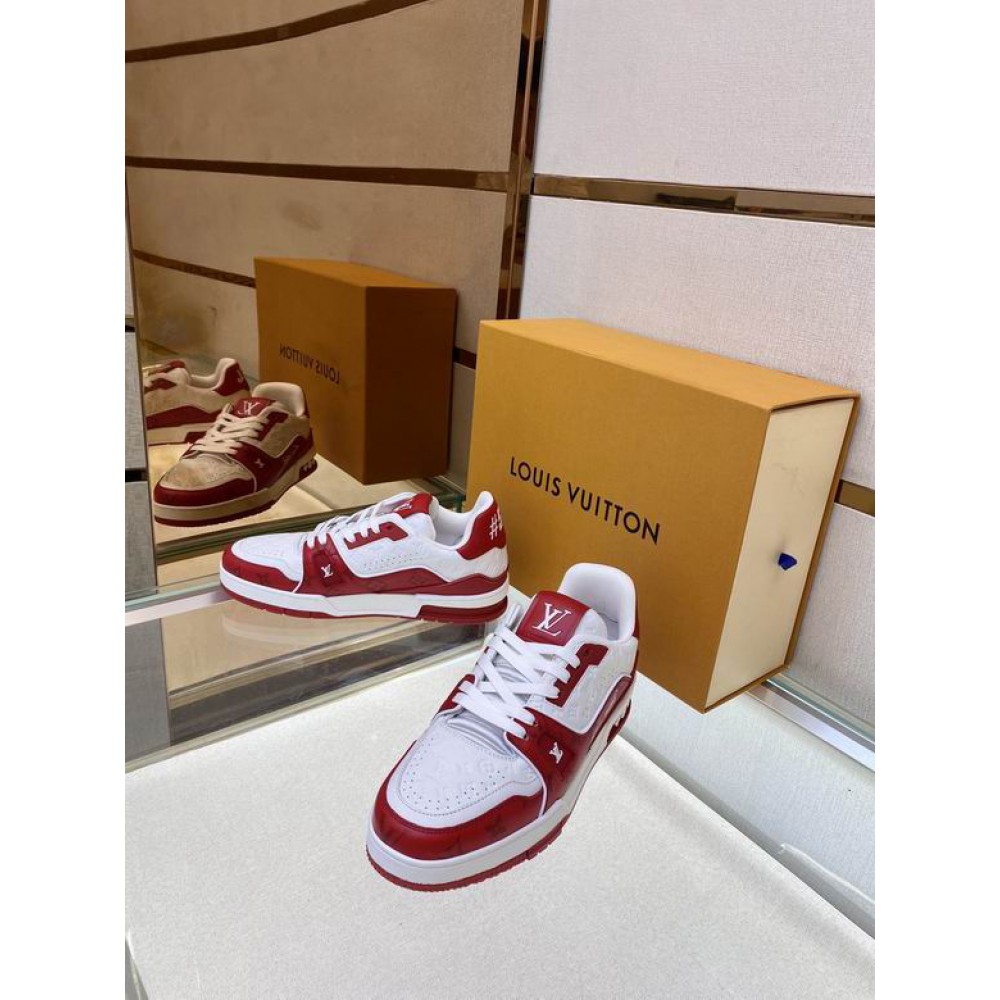 lv sneakers 38-46 red white Shoes