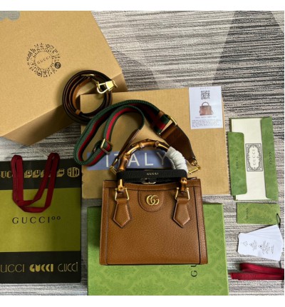 gucci diana 20x16cm brown leather