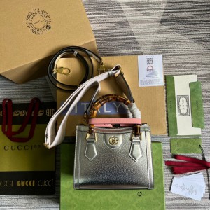 gucci diana 20x16cm silver leather Bags