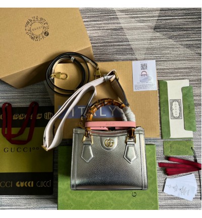 gucci diana 20x16cm silver leather