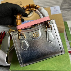 gucci diana 20x16cm silver leather Bags