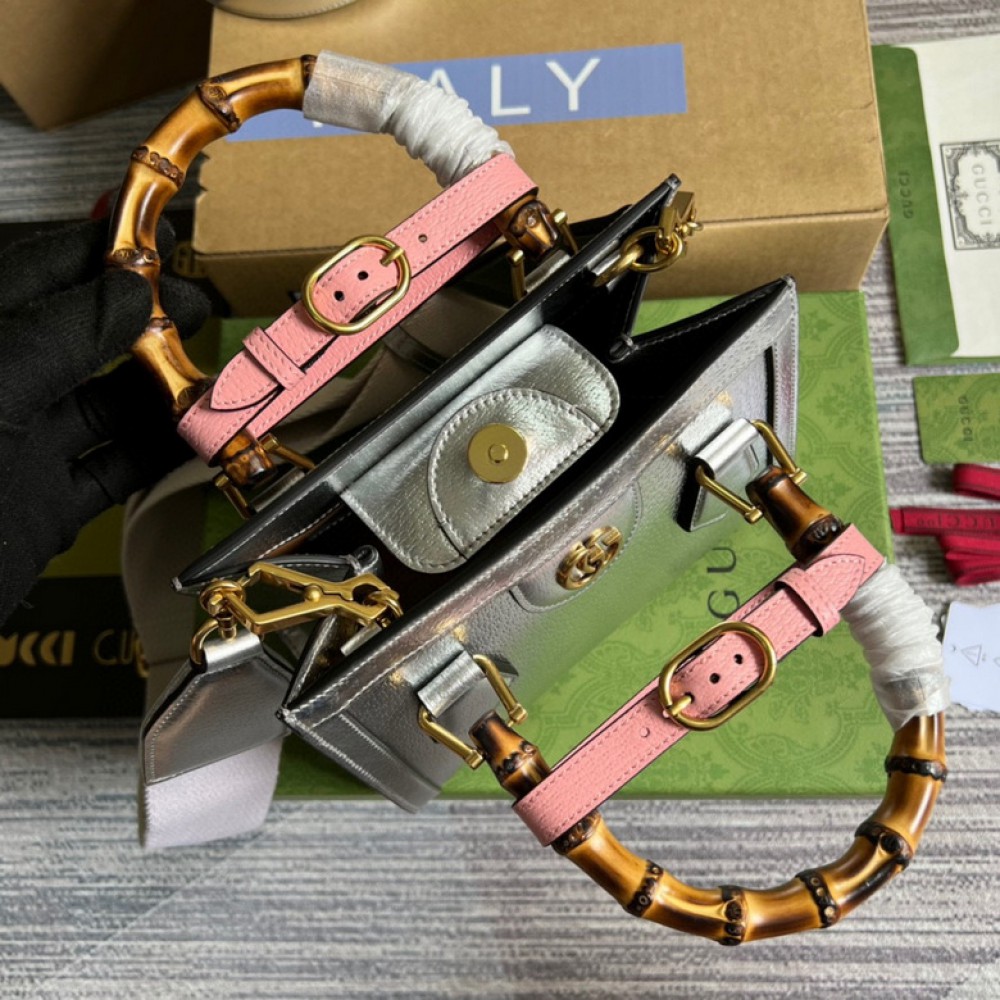 gucci diana 20x16cm silver leather Bags