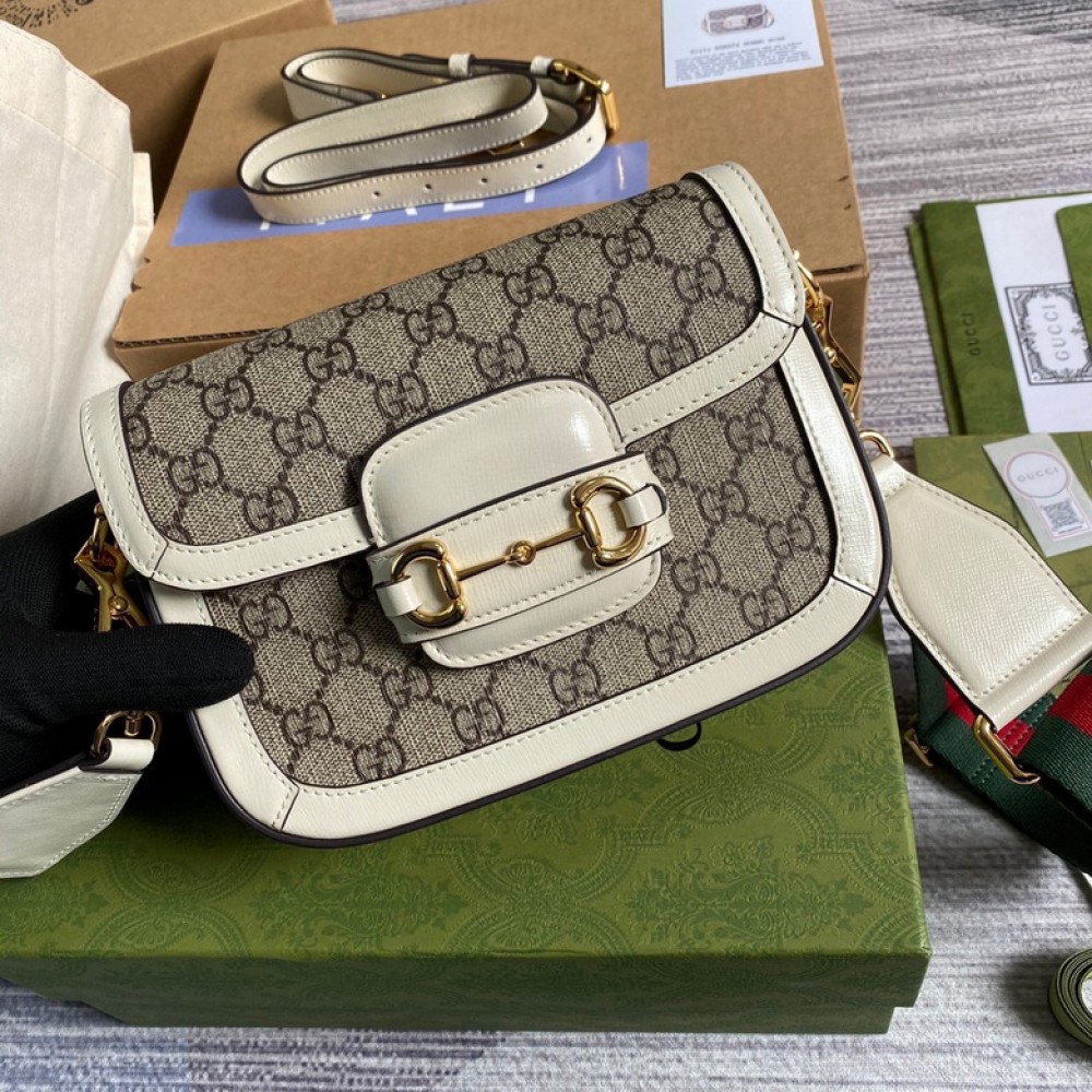 gucci horsebit 20.5x14.5cm white canvas0 Bags