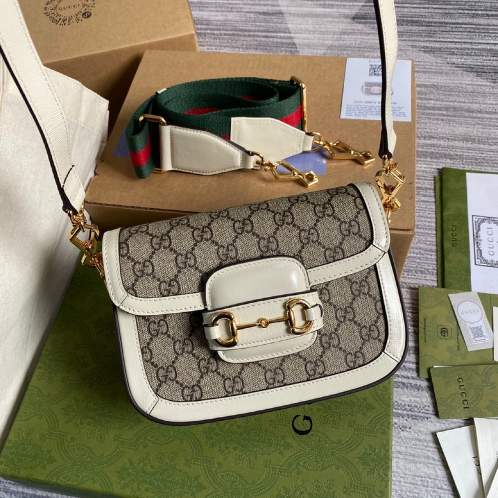 gucci horsebit 20.5x14.5cm white canvas0 Bags