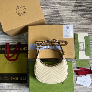 gucci marmont half moon 21x11x5 white leather Shoes