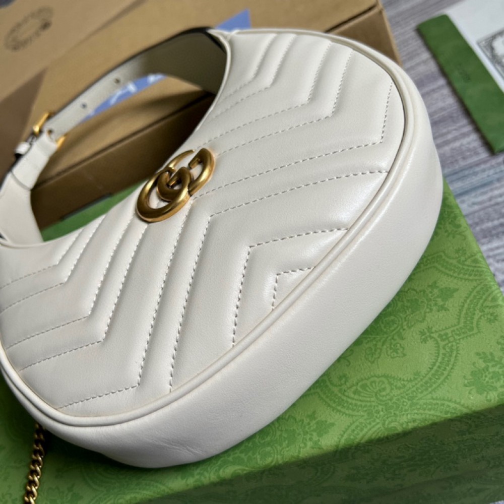 gucci marmont half moon 21x11x5 white leather Shoes