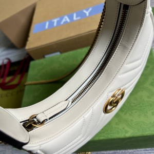 gucci marmont half moon 21x11x5 white leather Shoes
