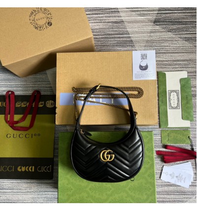 gucci marmont half moon 21x11x5 black leather