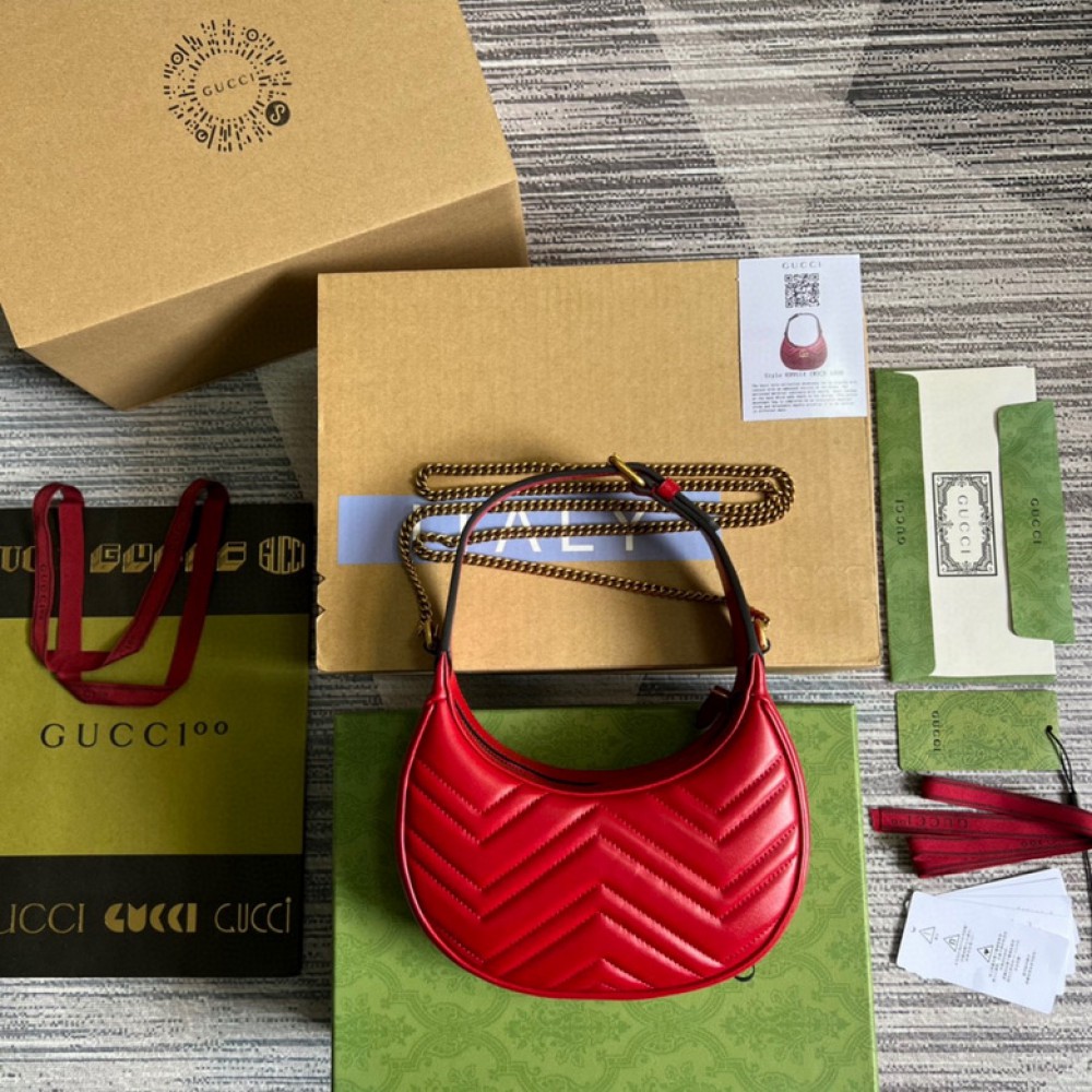 gucci marmont half moon 21x11x5 red leather Shoes