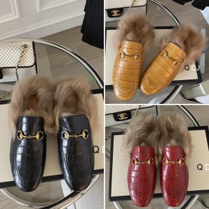 Gucci half slippers croc effect fur 36-42 Shoes