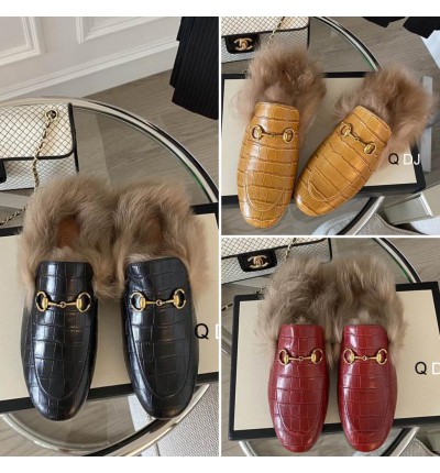 Gucci half slippers croc effect fur 36-42