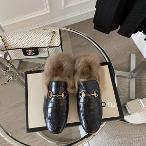 Gucci half slippers croc effect fur 36-42 Shoes