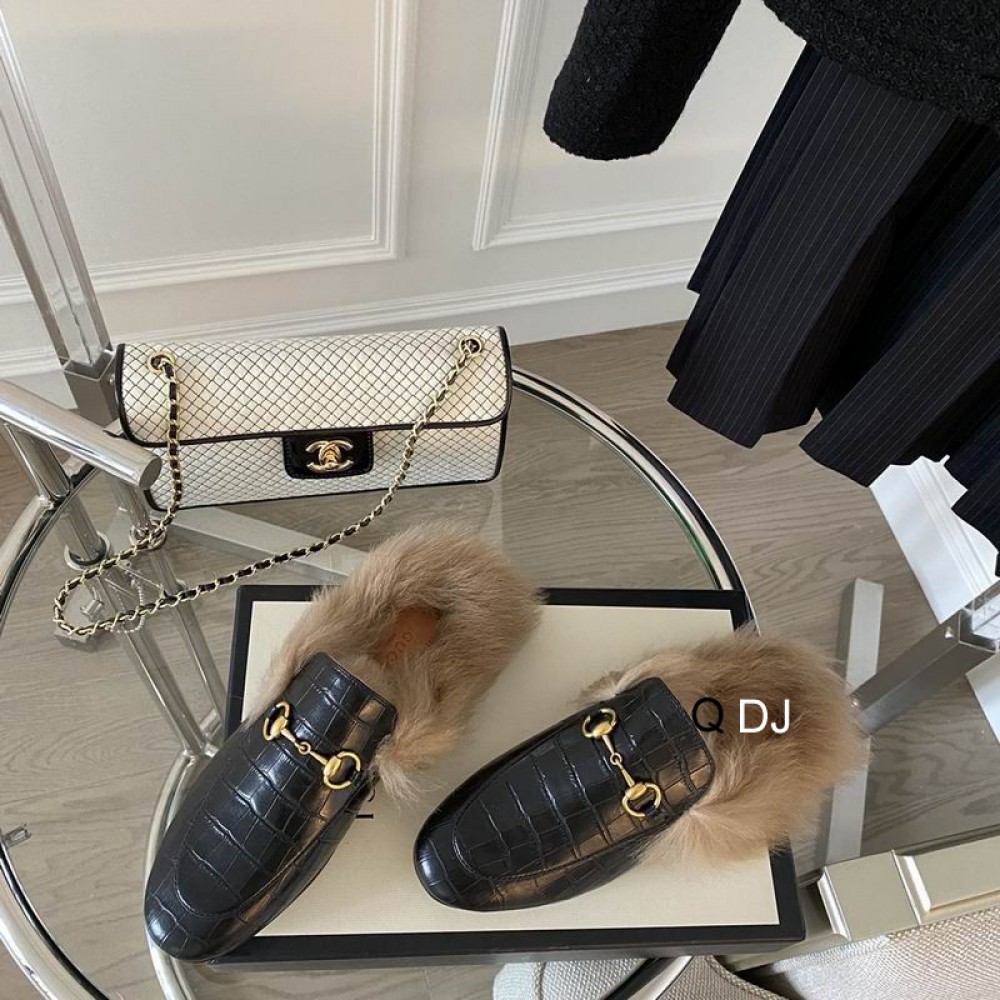 Gucci half slippers croc effect fur 36-42 Shoes