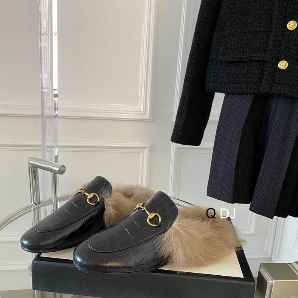 Gucci half slippers croc effect fur 36-42 Shoes