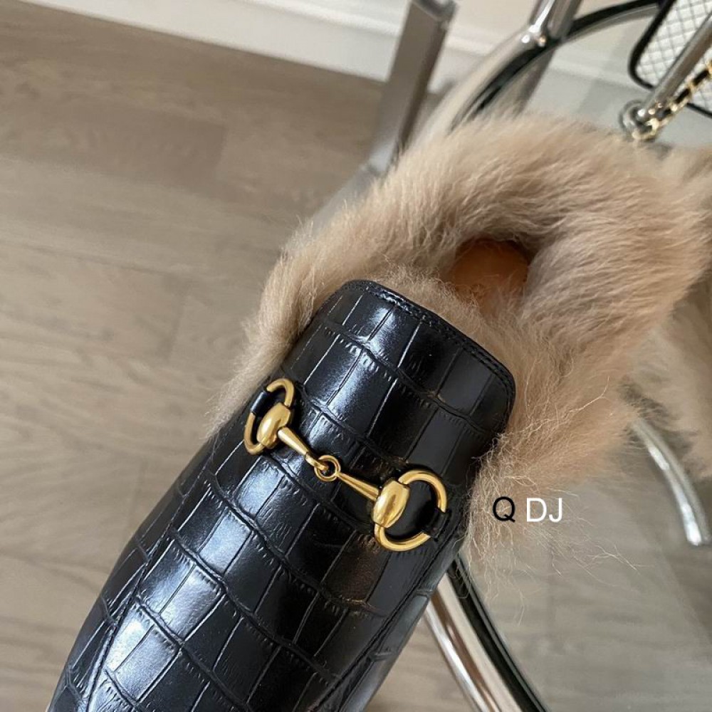 Gucci half slippers croc effect fur 36-42 Shoes